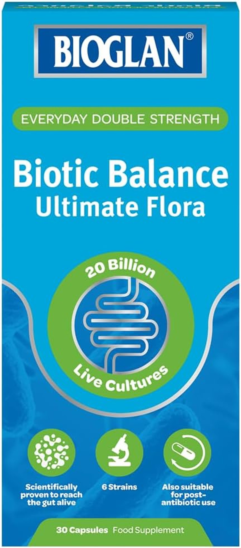 Bioglan Biotic Balance Ultimate Flora | 20 Billion | CFU | 6 Strains | Live Bacteria | 30 Capsules Bioglan Biotic Balance Ultimate Flora | 20 Billion | CFU | 6 Strains | Live Bacteria | 30 Capsules