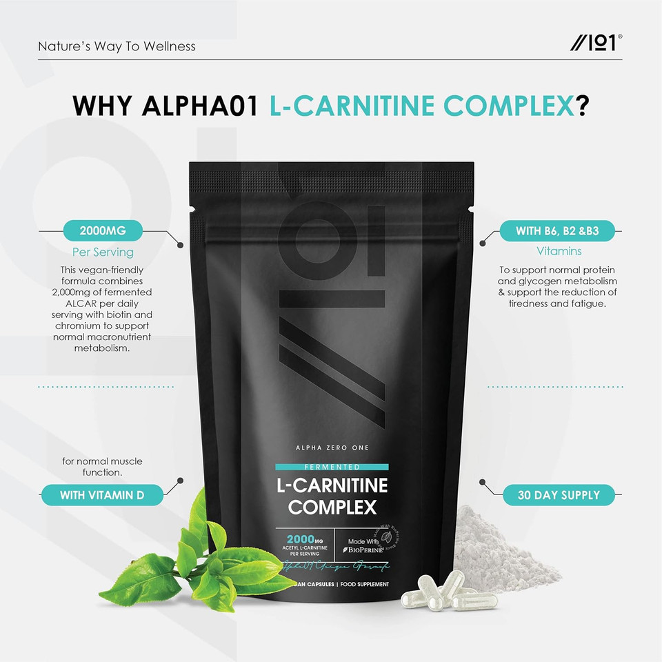 L-Carnitine 2000Mg With Bioperineã¢Â® - Energy & Metabolism Support - High Strength Acetyl L-Carnitine Complex - Non Gmo, Gluten Free, Halal ÃÂ 120 Vegan Capsules- 120 Vegan Capsules