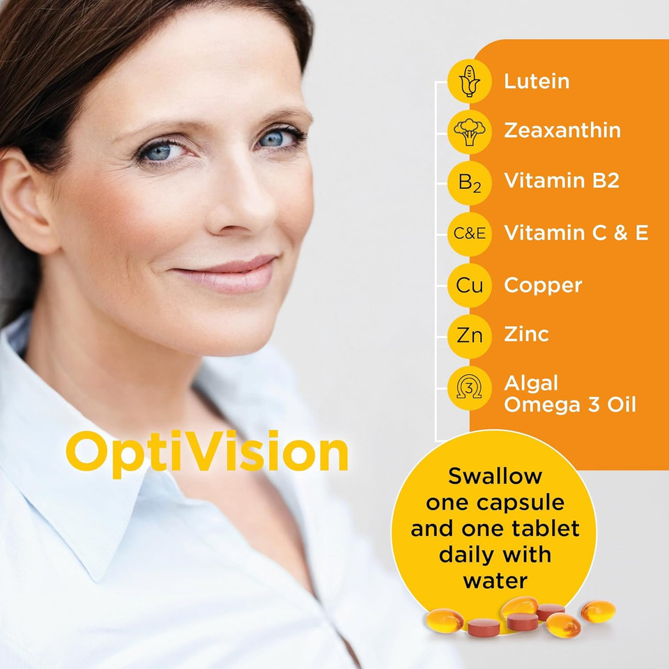 Healthspan Optivision (1 Month Supply) | Vegan Omega 3 With High Levels Of Dha | With Vitamins B2 & Zinc To Support Vision | Vegan
