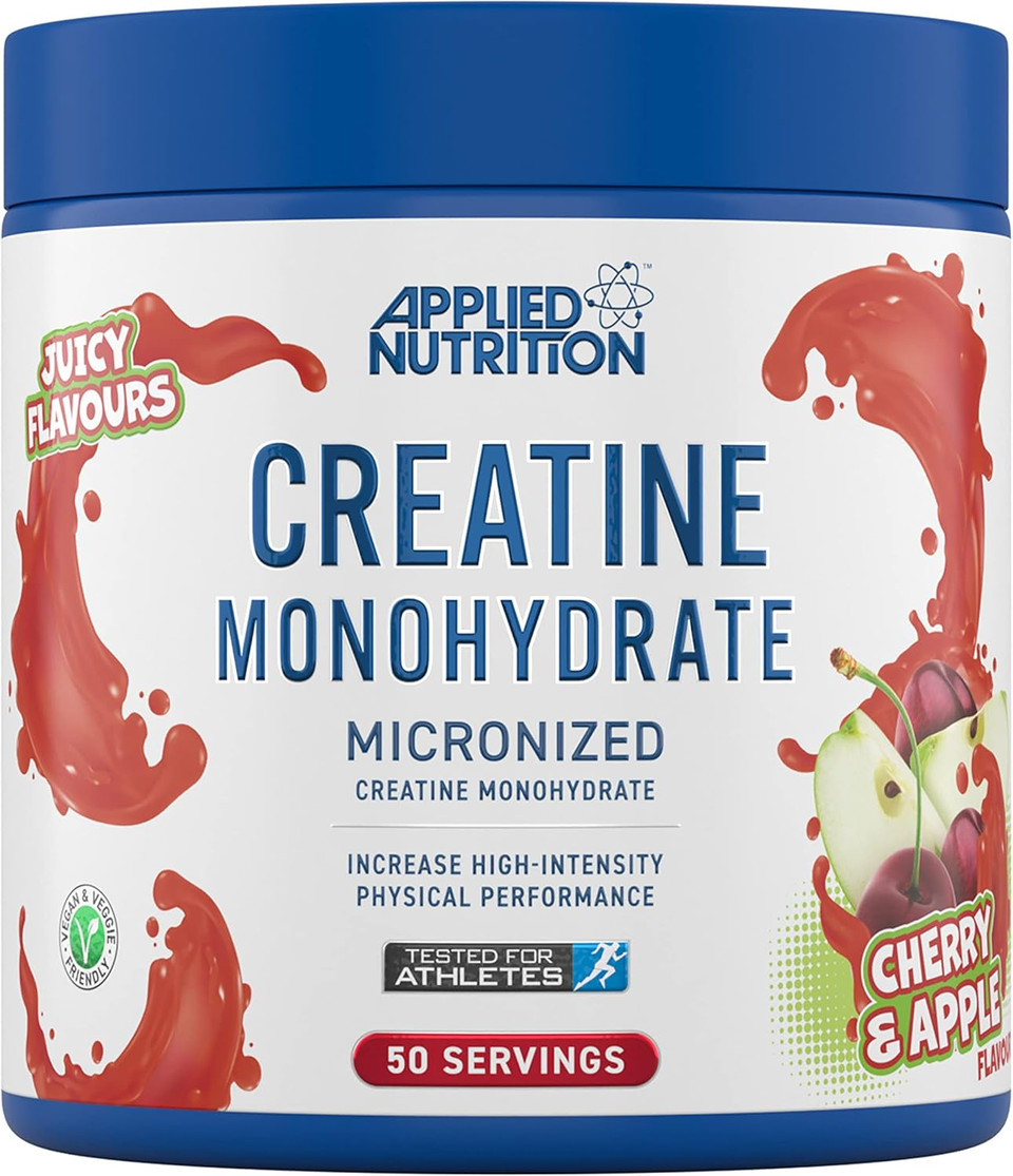 Applied Nutrition Creatine Flavoured - Creatine Monohydrate Micronized Powder with Flavour, Increases High-Intensity Physical Performance (250g - 50 Servings) (Cherry & Apple)
