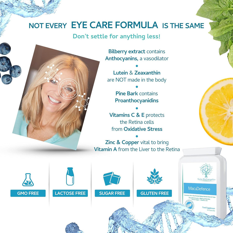 Macudefence 60 Capsules - Eye Vitamin & Mineral Supplement With Lutein, Zeaxanthin, Bilberry, Pine Bark And Essential Vitamins & Minerals Proven To Support Normal Eyes, Vision And Macular Health