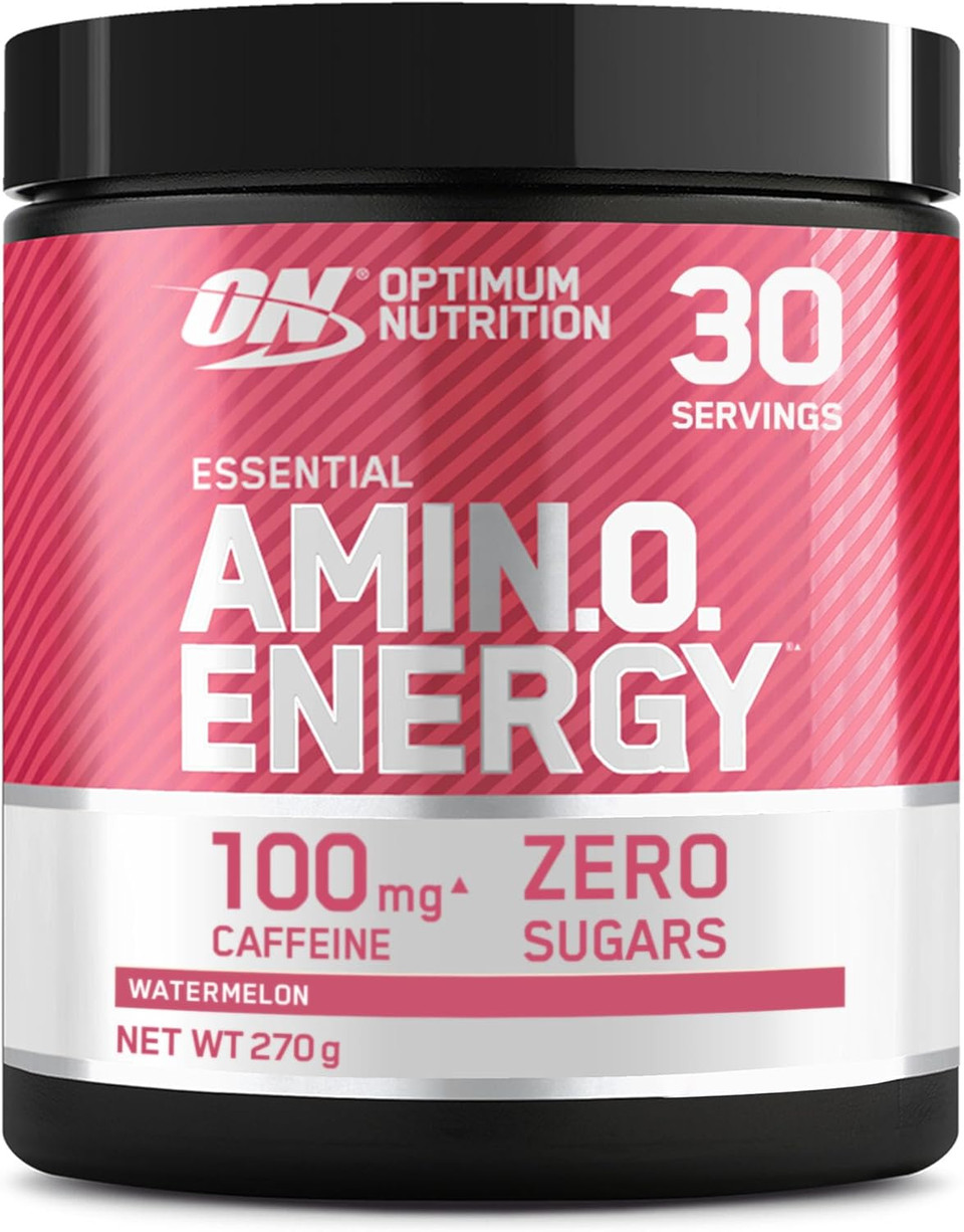 Optimum Nutrition Amino Energy Pre Workout Powder, Energy Drink with Amino Acids, BCAA, L-Glutamine and L-Leucine, Food Supplement with Vitamin C and Caffeine, Watermelon Flavour, 30 Servings, 270 g Optimum Nutrition Amino Energy Pre Workout Powder, Energy Drink with Amino Acids, BCAA, L-Glutamine and L-Leucine, Food Supplement with Vitamin C and Caffeine, Watermelon Flavour, 30 Servings, 270 g