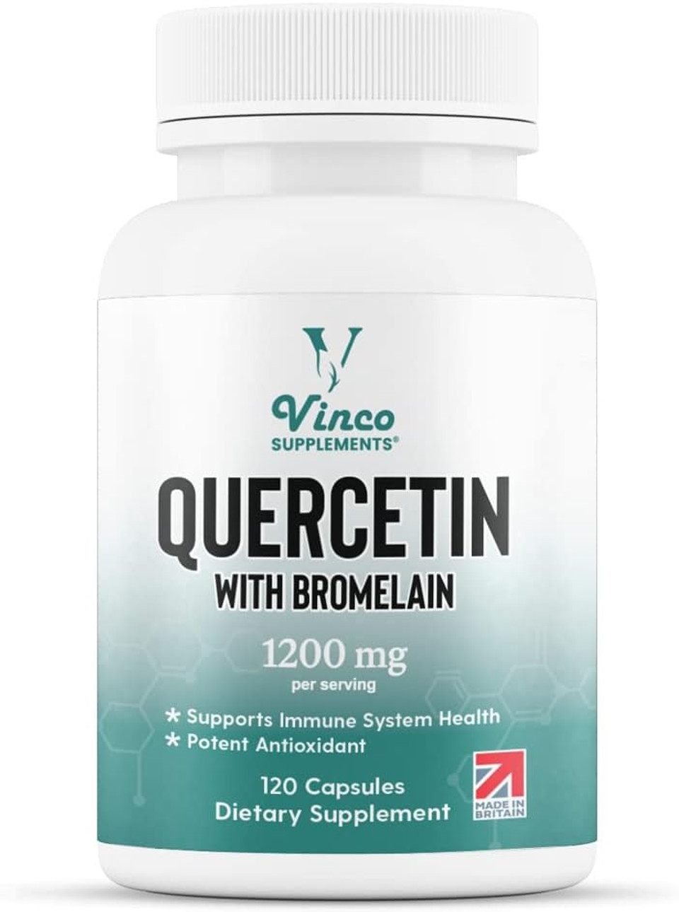 Vinco Quercetin With Bromelain Supplement - 1000Mg Quercetin & 200Mg Bromelain Per Serving  120 High Strength Capsules - For Immune Support  Non-Gmo & Gluten Free