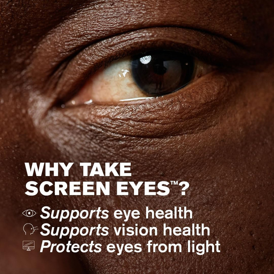 DR.VEGAN Screen Eyes | Vision Health, 60 Vegan-Friendly Capsules | Lutein (15mg), Zeaxanthin (2mg), Meso-zeaxanthing (10mg), Astaxanthin (2mg) and Bilberry (50mg) | Two-A-Day - 30 Day Supply