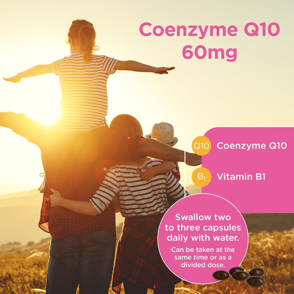 Healthspan Coenzyme Q10 60mg | 90 Capsules | Added Vitamin B | Sunflower Oil Base | Optimum Purity | Vegan