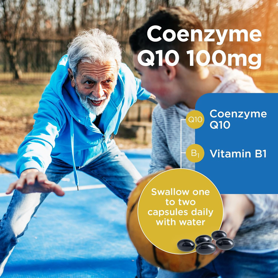 Healthspan Coenzyme Q10 100mg | 60 Capsules | Supports Heart Health & Energy Metabolism | Added Vitamin B1 | All Natural CoQ10 Fermented for Optimum Purity | Sunflower Oil Base | Vegan