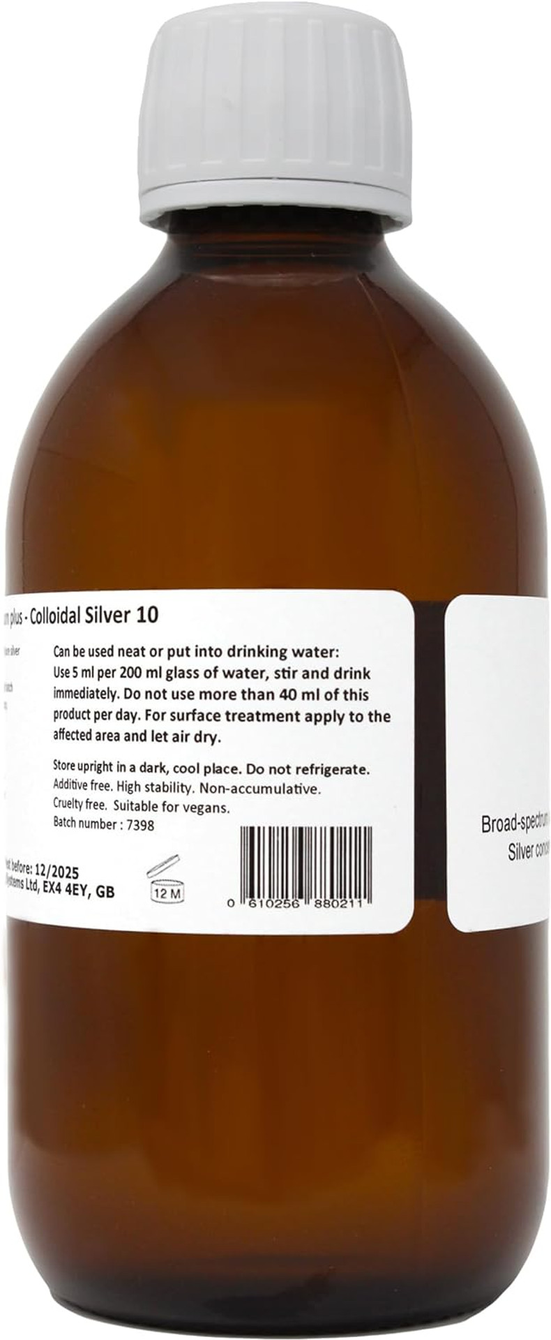 Argentum Plus - Colloidal Silver 10 Ppm - 300 Ml - Clear Liquid In Amber Glass Bottle