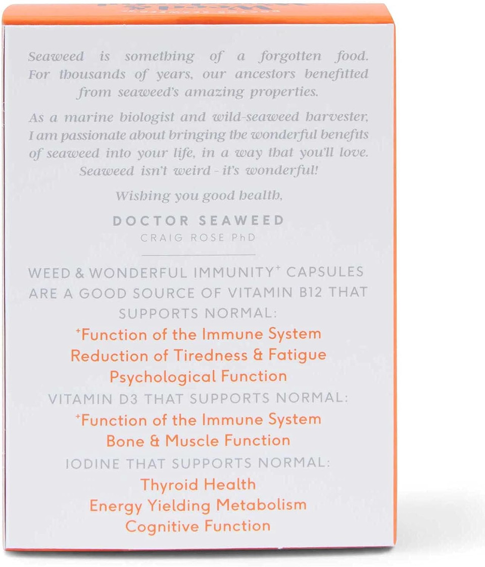 Doctor Seaweed | Immunity+ Capsules | 2 Months Supply | Organic Scottish Seaweed | Plant Based Vitamins B12 + D3 | Immune Support, Energy Boost, All Natural