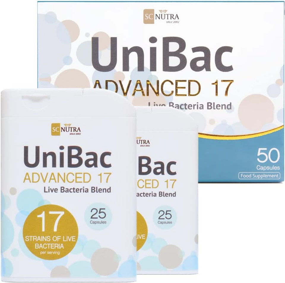 Unibac Advanced 17 Strains Probiotics For Targeted Gut Support - Live Unified Bacteria Blend - 6 Billion Cfu Per Dose - Sc Nutra (Sweet Cures)
