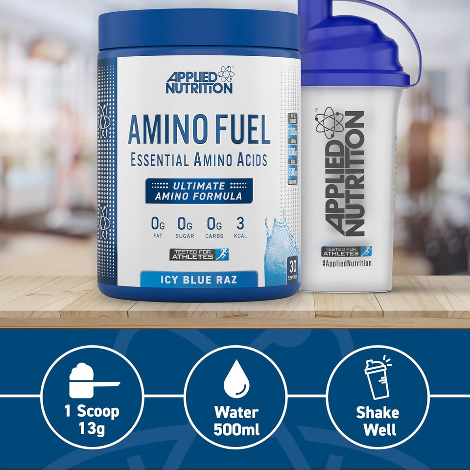 Applied Nutrition Bundle Amino Fuel 390g + Lifestyle Water Bottle 1000ml - Amino Acids Supplement, EAA Essential Amino Acids Powder, Muscle Fuel & Recovery (Candy Ice Blast)