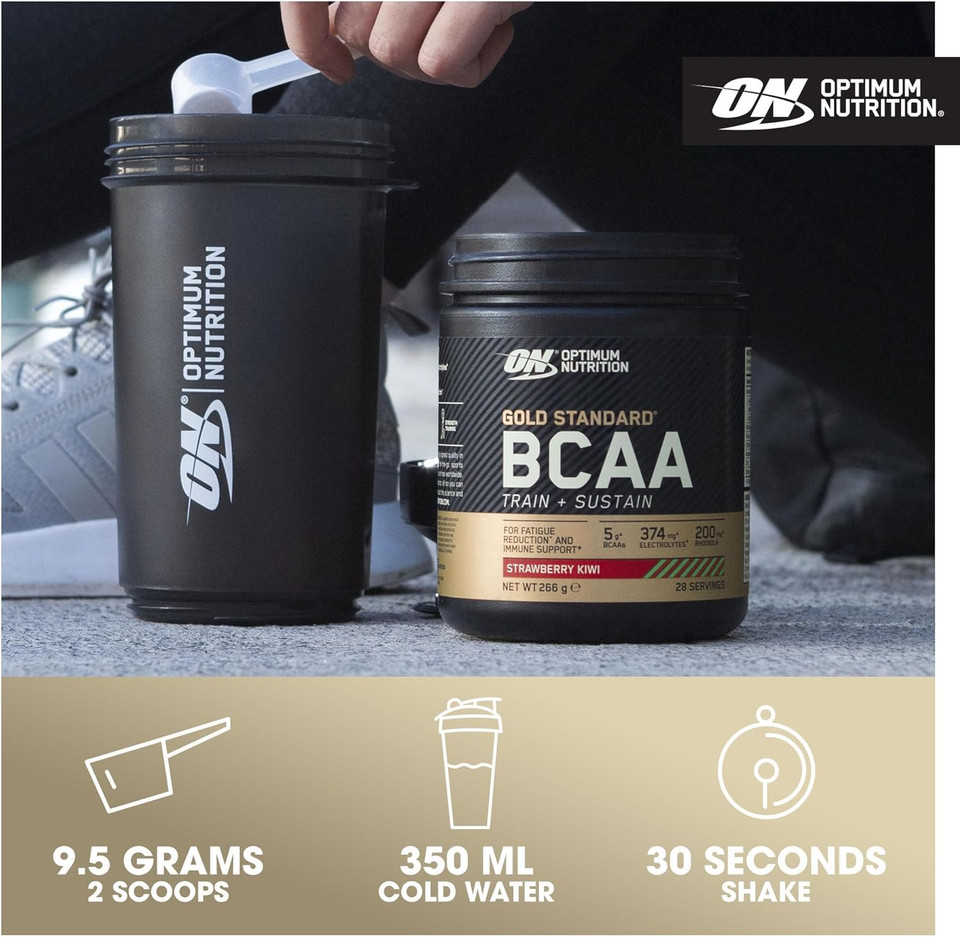 Optimum Nutrition Gold Standard BCAA Train + Sustain, Amino Acids Pre Workout Powder, Sports Drink with Vitamin C, Zinc, Magnesium and Electrolytes, Raspberry & Pomegranate Flavour, 28 Servings, 266 g
