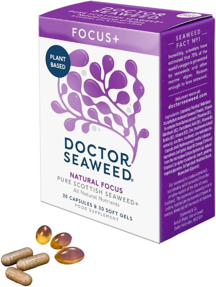 Doctor Seaweed | Focus+ Capsules | 1 Month Supply | Organic Scottish Seaweed With Vitamins