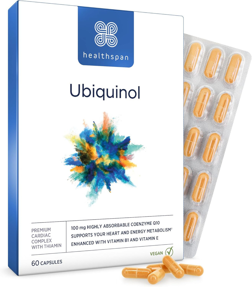 Healthspan Ubiquinol 100mg | 60 Capsules | Coenzyme Q10 | Added Vitamin B1 | Heart Health | Energy Metabolism | Vegan