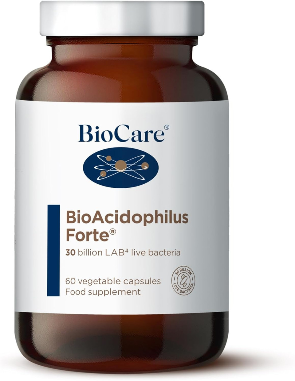 Biocare Bioacidophilus Forte | 30 Billion Lab4 Live Bacteria | Food Supplement Suitable For Vegetarians And Vegans - 60 Capsules