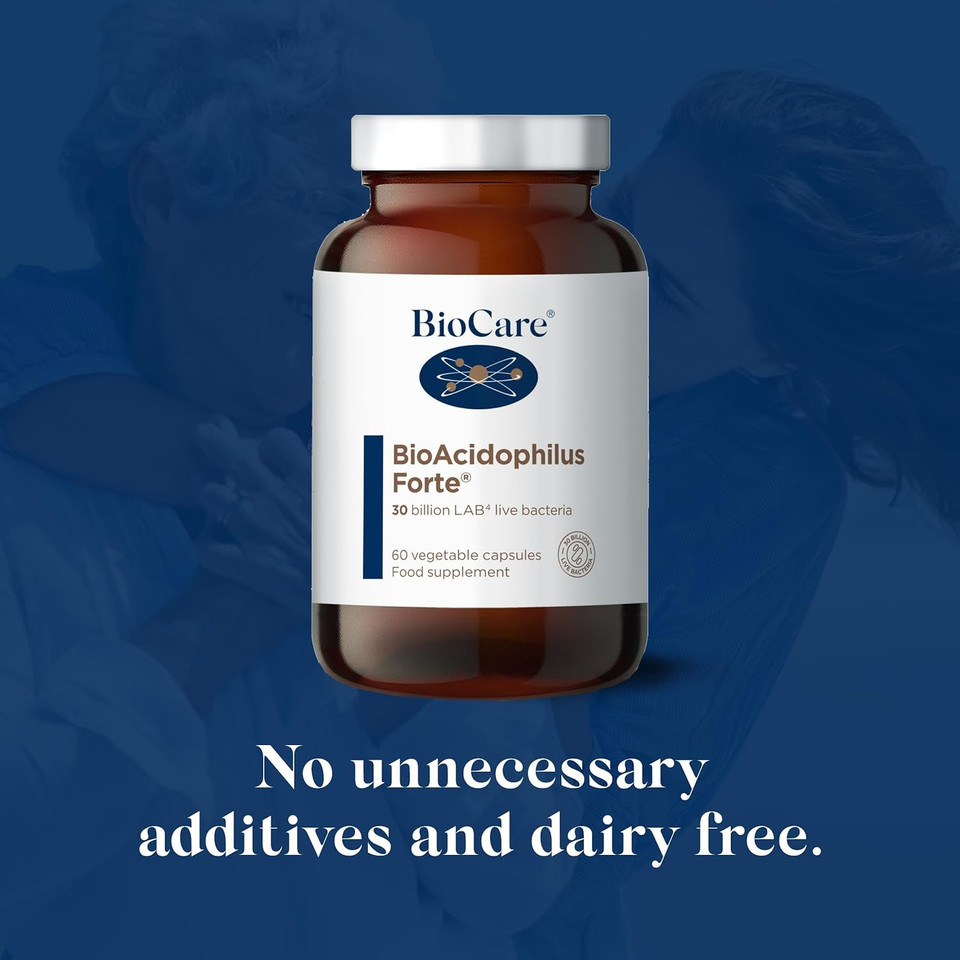 Biocare Bioacidophilus Forte | 30 Billion Lab4 Live Bacteria | Food Supplement Suitable For Vegetarians And Vegans - 60 Capsules
