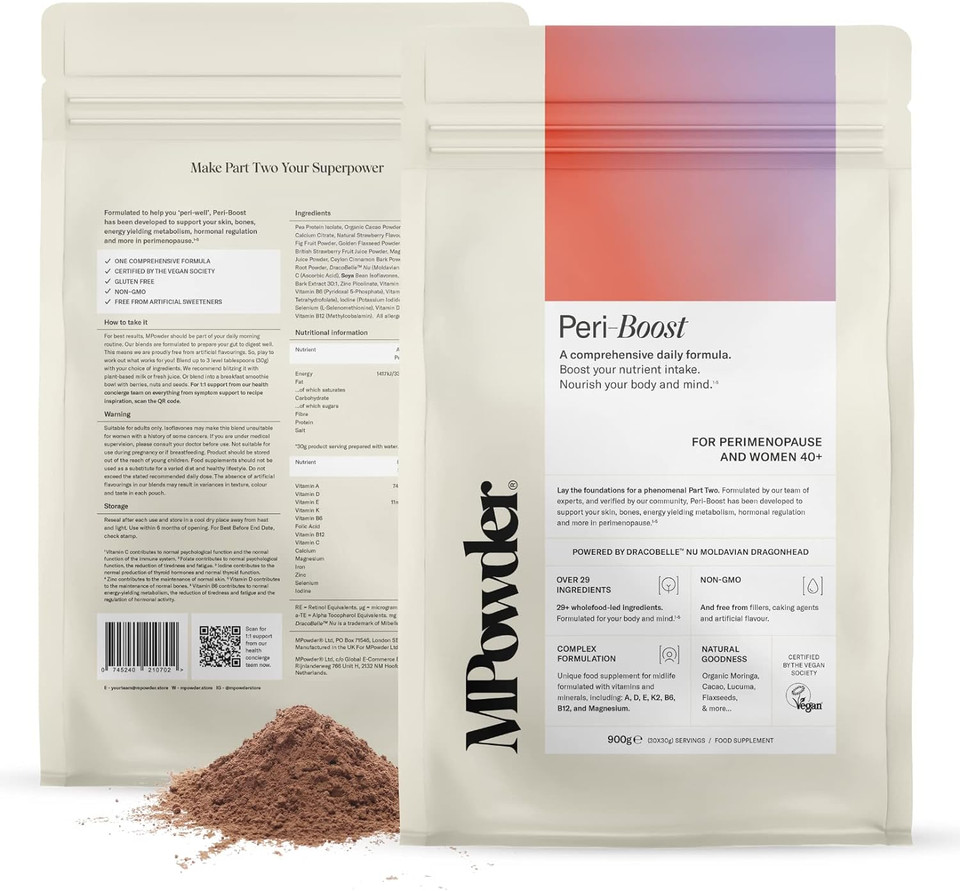 Mpowder Perimenopause Supplement For Women - Peri Menopause Vitamins, 29 Vegan Whole Foods, Botanicals, Minerals For Bloating & Hormone Balance - 1 Month Supply

Size: 900G