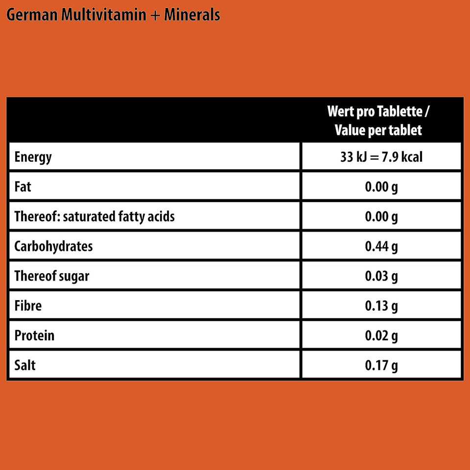 Multivitamin + Minerals - 24 X 20 Effervescent Tablets - Pomegranate Flavor - T&D Pharma German Multivitamin + Minerals - Made In Germany

Size: 20 Count (Pack Of 24)