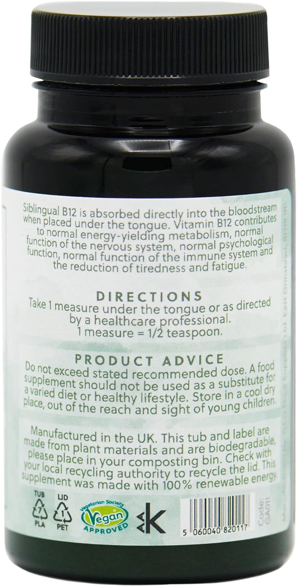 Sublingual Vitamin B12 | Powder B12 Supplement | Highly Absorbable | 50G Powder | G&G Vitamins Sublingual Vitamin B12 | Powder B12 Supplement | Highly Absorbable | 50G Powder | G&G Vitamins