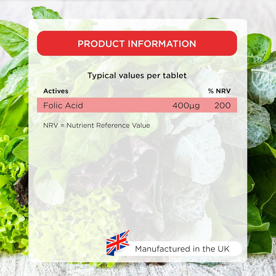 Healthspan Folic Acid 400G | 360 Tablets | Women'S Health | Vitamin B9 | High Strength Formulation | Early Pregnancy | Planning To Conceive | Vegan