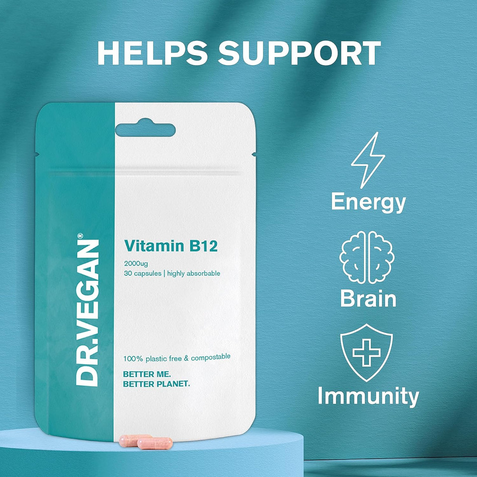 Dr.Vegan Daily Vitamin B12, 2000Ug | 30 Vegan Capsules | One-A-Day