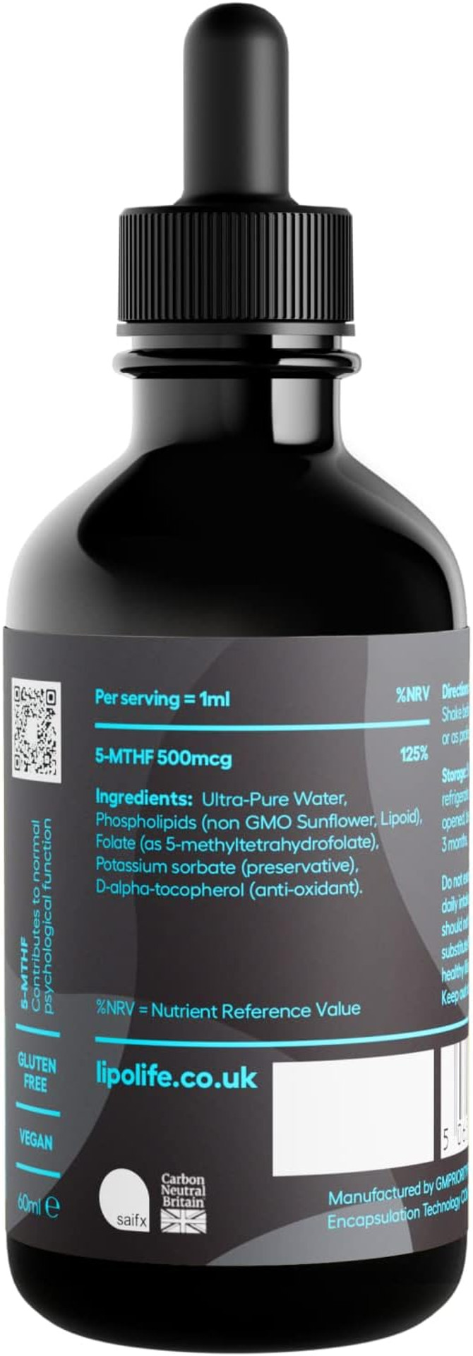 Llf1 - Liposomal 5-Mthf, Folate (Folic Acid) Supplement - 60Ml Lipolife