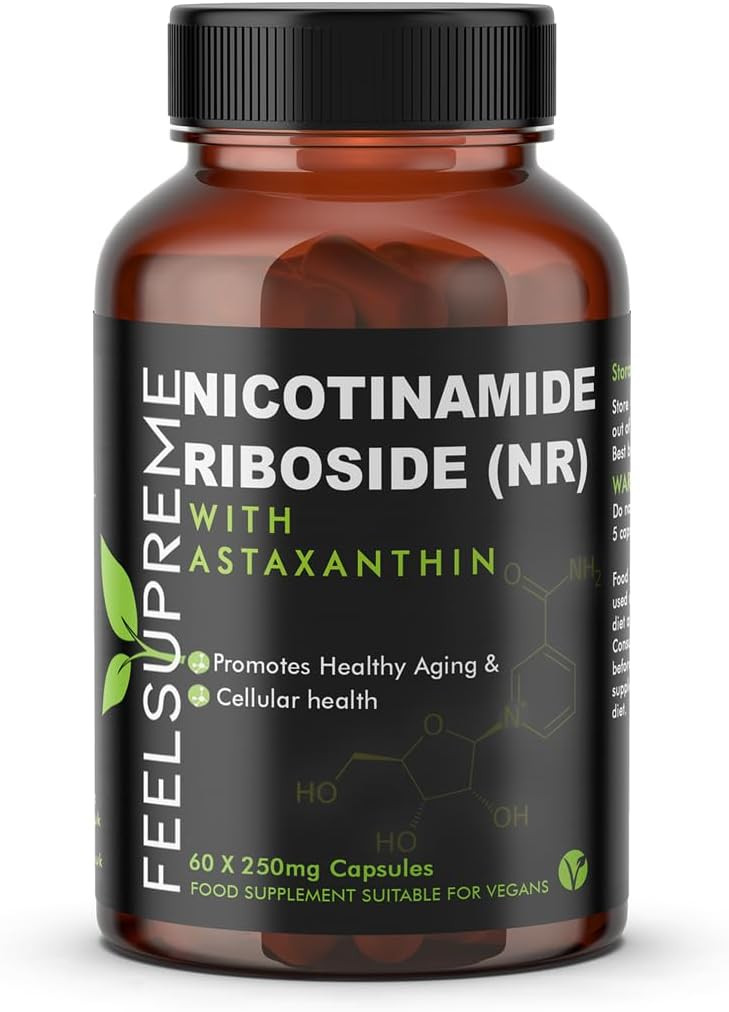 Feel Supreme Nicotinamide Riboside & Astaxanthin NAD+ Supplement 60 Capsules More Efficient Than NMN Anti Aging Tiredness Energy & Muscle Brain Health