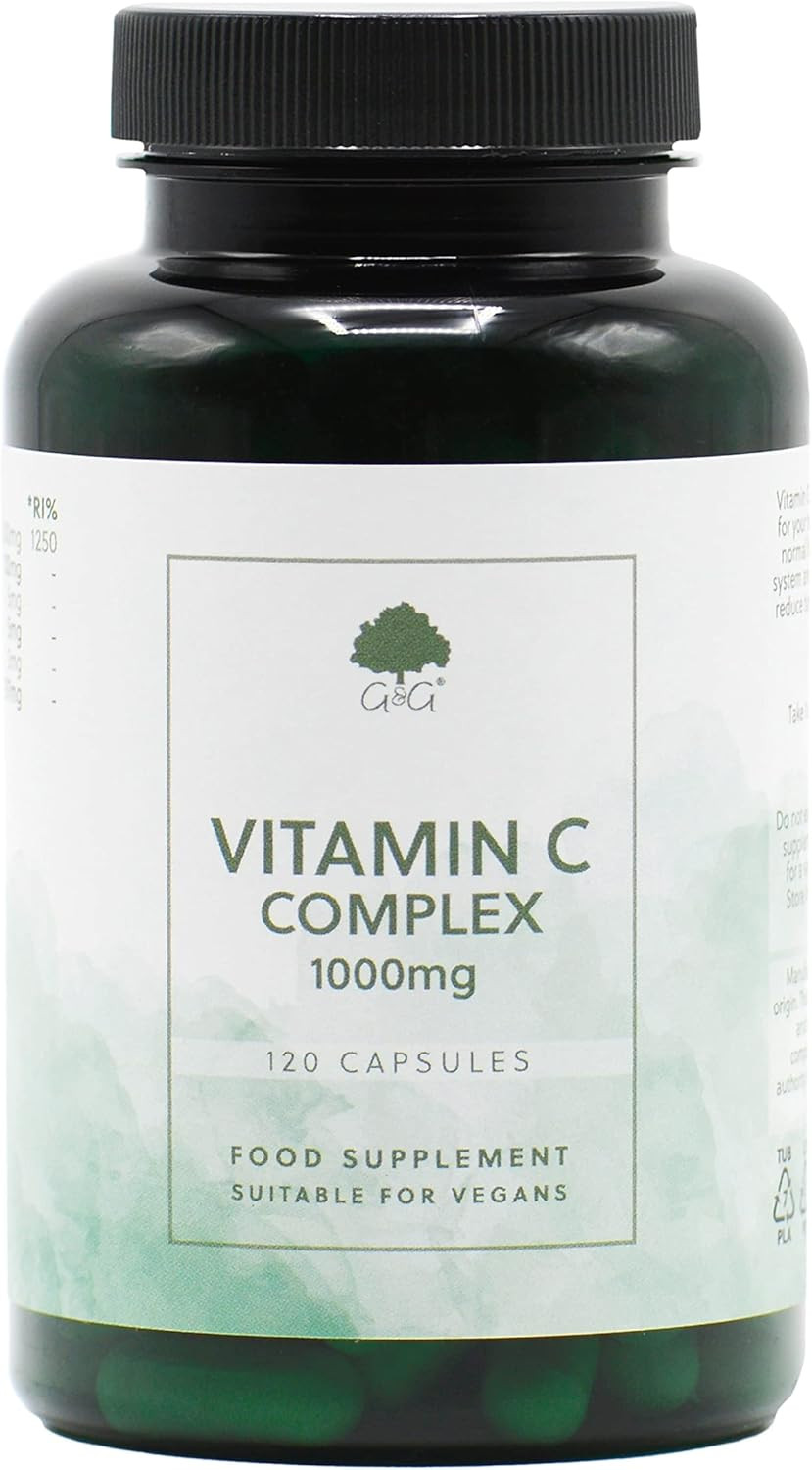 High Strength Vitamin C Capsules | 1000mg Vitamin C per Capsule | 120 Vegan Capsules | with Rosehip and Acerola | G&G Vitamins
