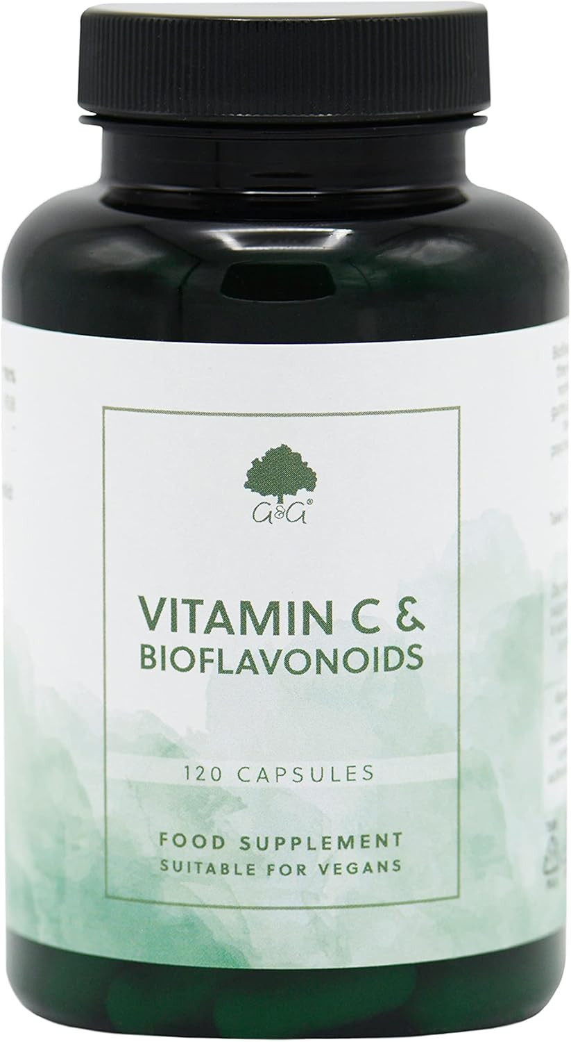Vitamin C & Bioflavonoids Capsules | 750mg Vitamin C per Capsule | 120 Vegan Capsules | G&G Vitamins