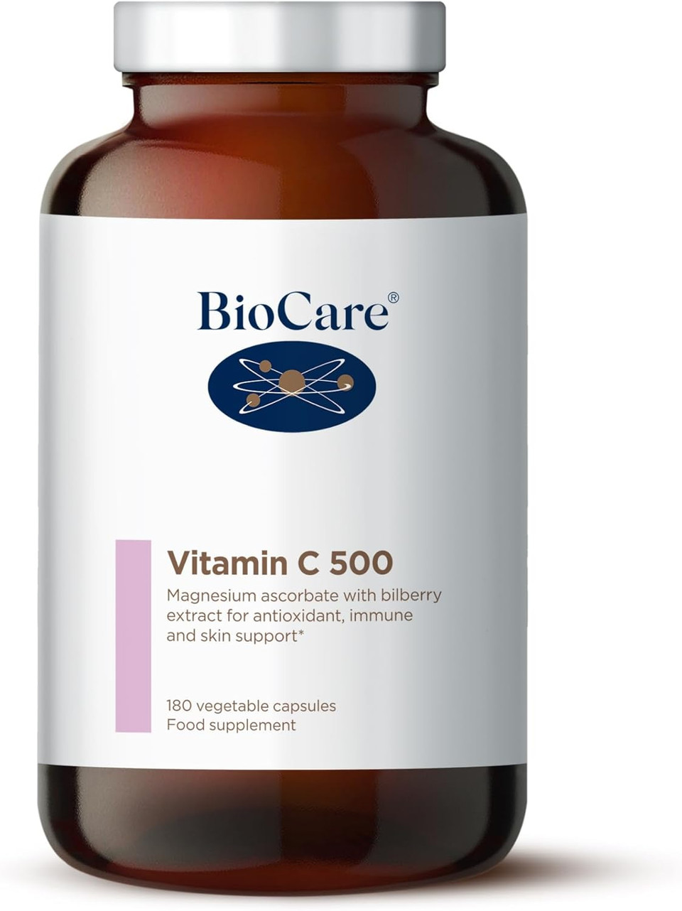 Biocare Vitamin C 500 | With Magnesium And Bilberry Extract | For Immune Support, Healthy Skin And Collagen And Energy Production - 180 Capsules, 60 Days' Supply