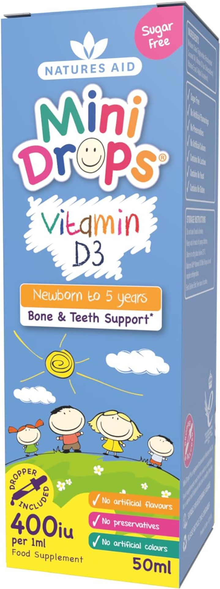 Natures Aid Vitamin D3 Mini Drops For Infants And Children, Sugar Free, 50Ml