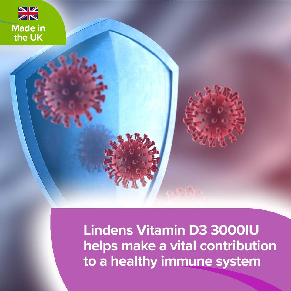 Lindens Vitamin D3 3000IU - 120 Capsules - High-Potency - 1500% NRV - Contributes to Normal Bones, Teeth & Immune System - 4 Months Supply - GMP & Letterbox Friendly - UK Made Lindens Vitamin D3 3000IU - 120 Capsules - High-Potency - 1500% NRV - Contributes to Normal Bones, Teeth & Immune System - 4 Months Supply - GMP & Letterbox Friendly - UK Made