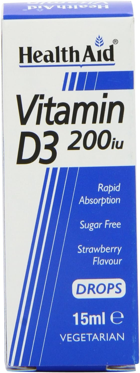 HealthAid Vitamin D3 200iu Drops, Strawberry, 15 Millilitre