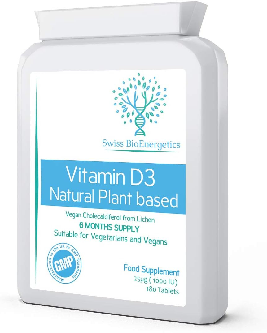 Vegan Vitamin D3 25µg (1000 Iu) 6 Months Supply - Natural Cholecalciferol Derived From Algae, Making It Low-Co2 And 100% Plant Sourced - No Pesticides And No Harsh Solvents - Uk Made