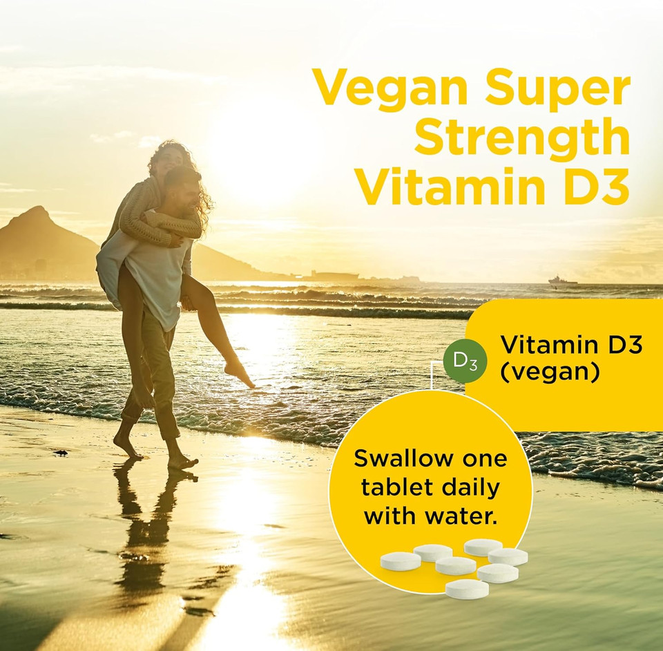 Healthspan Vegan Vitamin D3 1,000iu | 240 Tablets | Immune Support | 25ug Vitamin D | Healthy Muscles, Bones & Teeth | Vegan