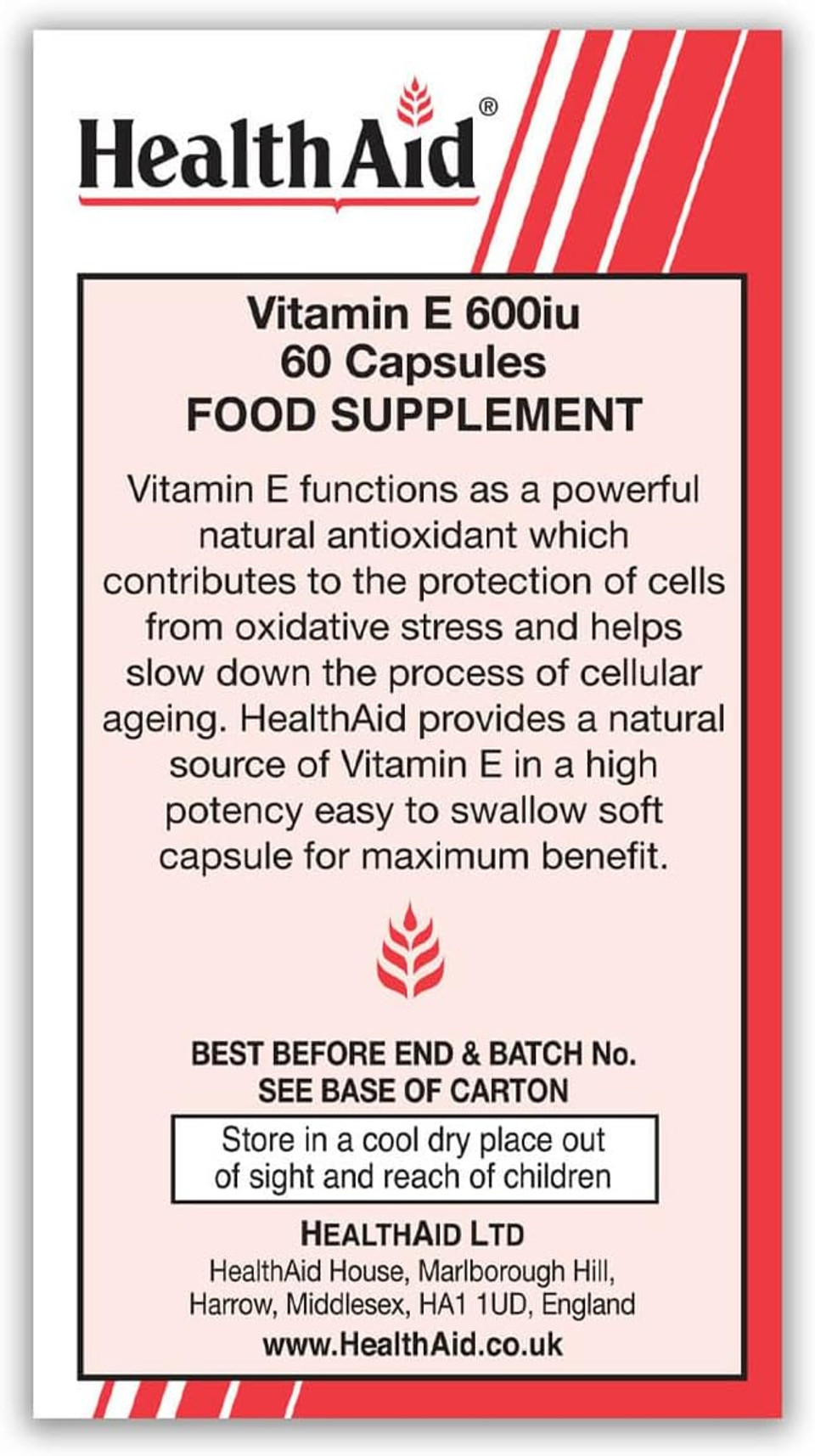 HealthAid Vitamin E 600iu - 60 Capsules