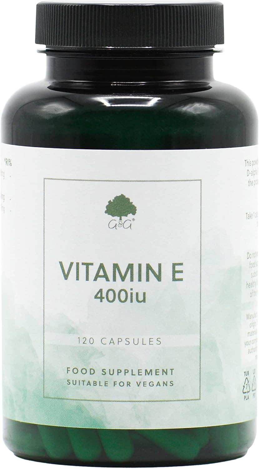 Vitamin E Capsules | 400iu (268mg) Vitamin E per Capsule | 120 Vegan Capsules | G&G Vitamins