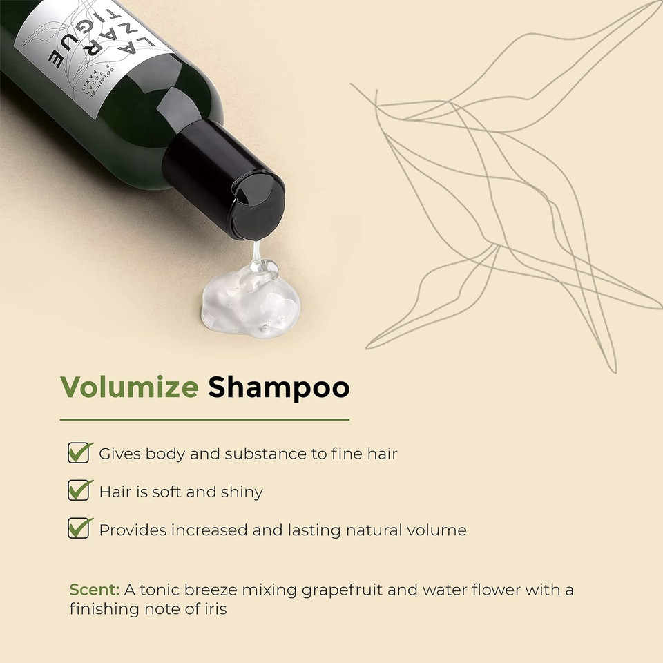 Lazartigue Volumise Shampoo, Enriched With Rice Proteins, Gives Body & Substance To Fine Hair, Leaves Soft & Shiny, Increased Lasting Natural Volume, Vegan, 250Ml