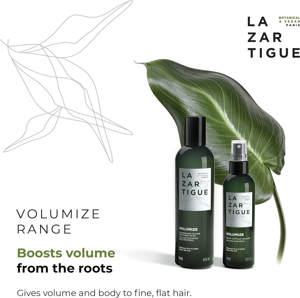 Lazartigue Volumise Shampoo, Enriched With Rice Proteins, Gives Body & Substance To Fine Hair, Leaves Soft & Shiny, Increased Lasting Natural Volume, Vegan, 250Ml