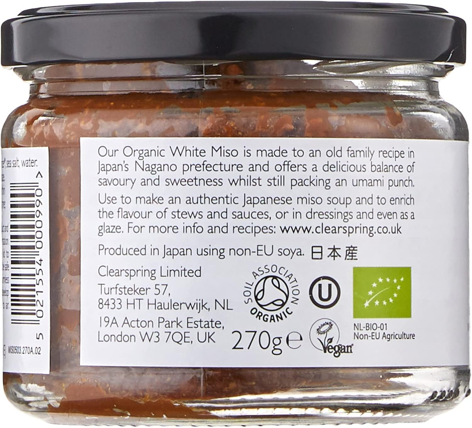 Clearspring Organic Japanese White Unpasteurised Miso Jar, 270g