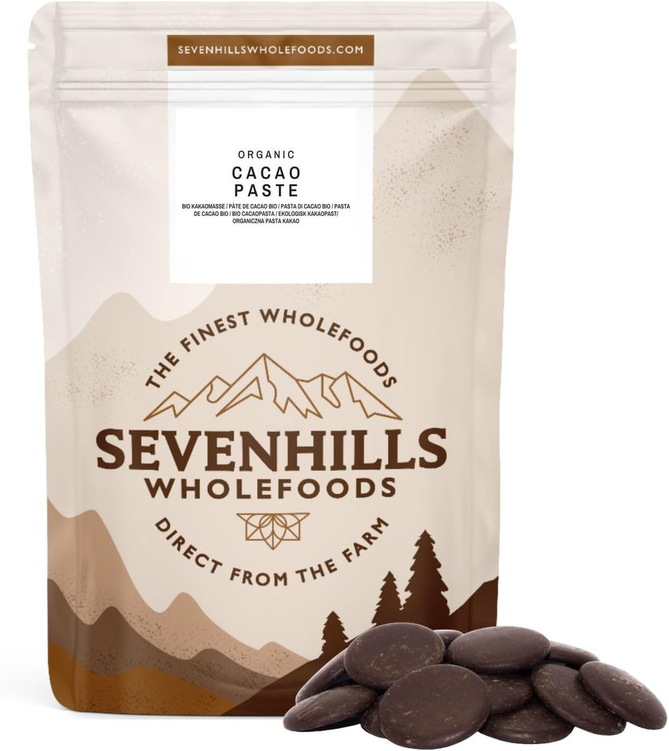 Sevenhills Wholefoods Organic Cacao Paste (Liquor, Mass) Drops 500G, Unsweetened Chocolate Wafers/Buttons