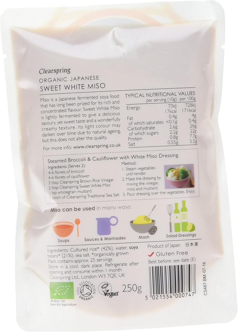 Clearspring Organic Sweet White Miso, 250 g
