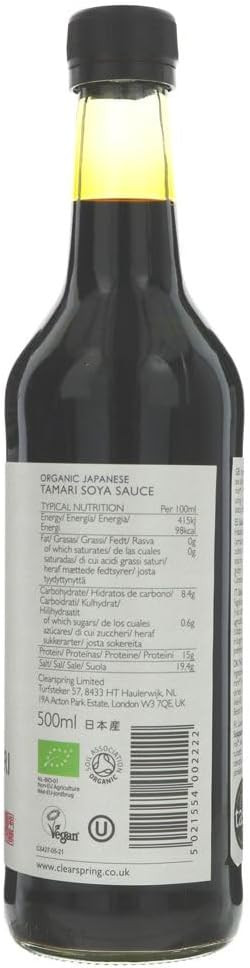 Clearspring Organic Japanese Double Strength Yaemon Tamari SOYA Sauce 500ml