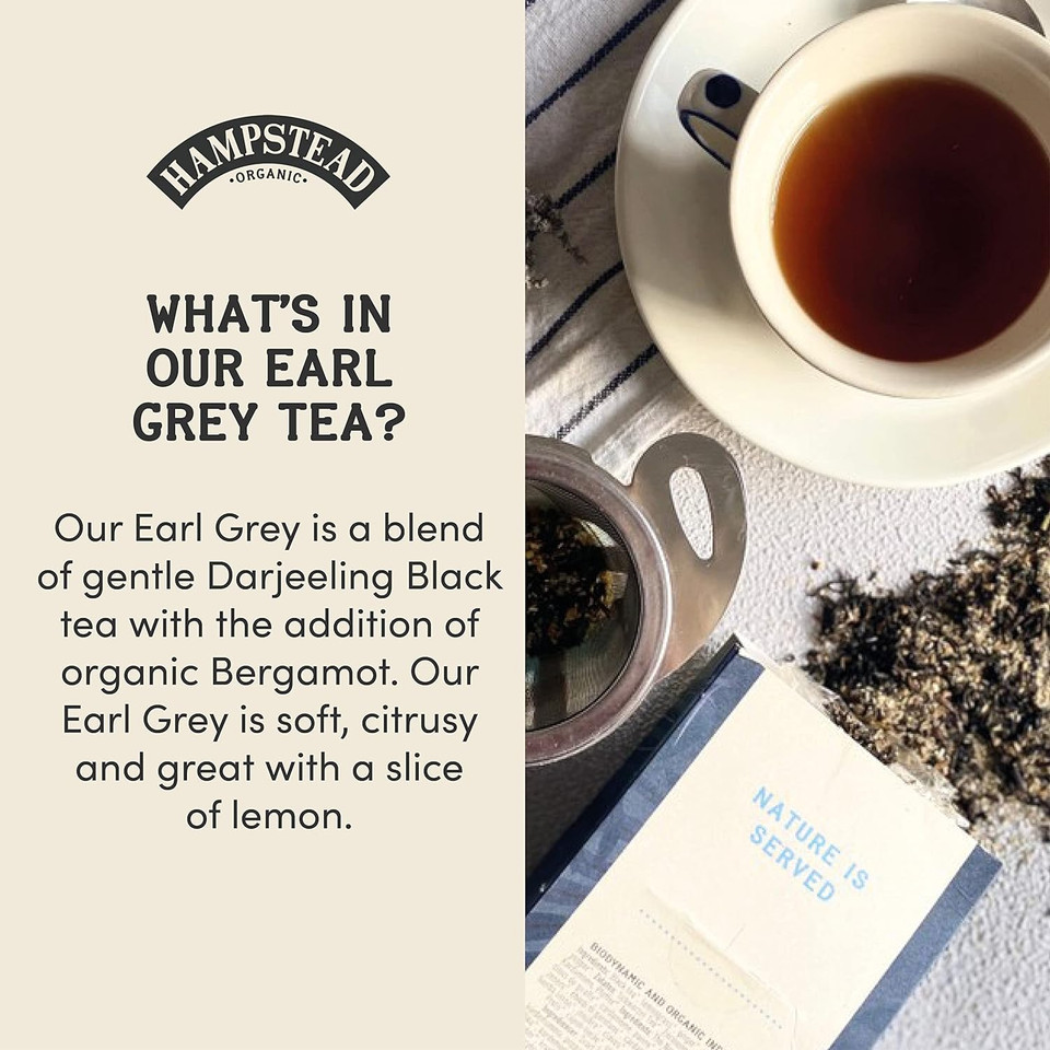 Hampstead Organic Earl Grey Loose Tea Pouch 100 G (Pack Of 6) | Plastic Free | 100% Organic