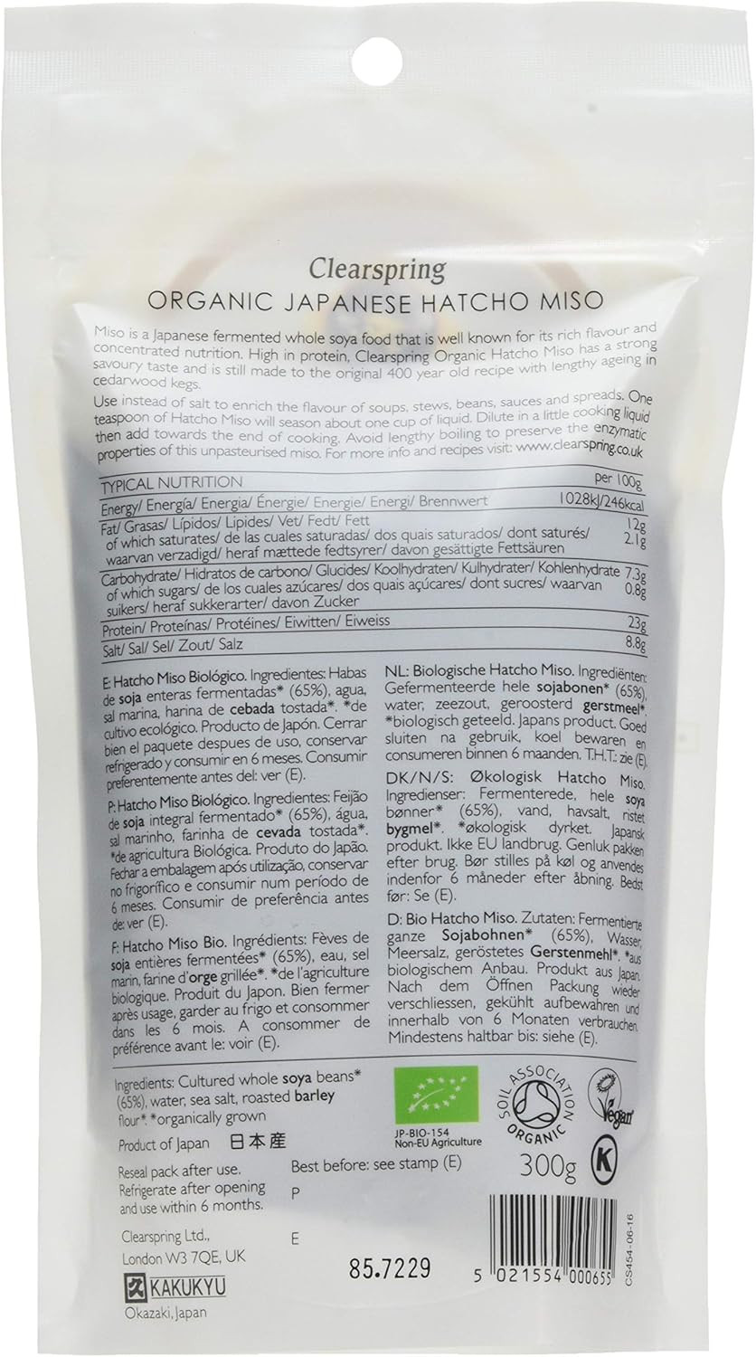 CLEARSPRING WHOLEFOODS Organic Hatcho Miso pouch 300g (PACK OF 2)