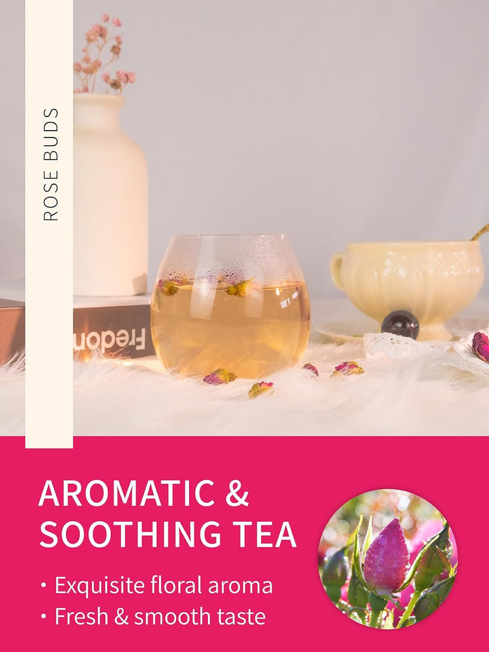 Teelux Rose Tea, Dried Rose Bud 100G, 100% Natural Pure Edible Flower, Caffeine Free Herbal Tea, Natural Fragrant Rose Buds, Food Grade Rosebuds For Baking, Cooking, Drinking, Decorating___Size : 100G (Pack Of 1)