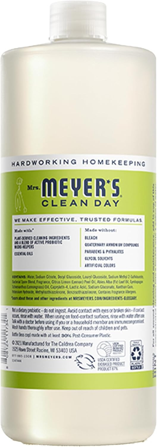 Mrs. Meyer'S Clean Day Probiotic Multi-Surface Concentrate Cleaner, Lemon Verbena, Cleans Crevices And Tough Stains, 32 Fl Oz