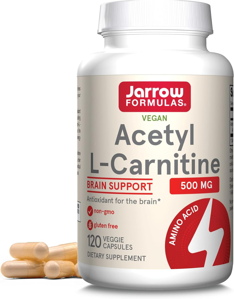 Jarrow Formulas Acetyl L-Carnitine 500 Mg - Antioxidant Protection For The Brain - Supports Energy Production & Metabolism - Heart & Cardiovascular Health - 120 Veggie Capsules (Packaging May Vary)500 Mg