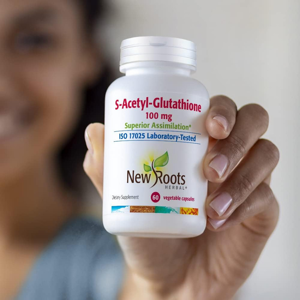 New Roots Herbal S-Acetyl-Glutathione, 100Mg | Superior Assimilation | Healthy Aging & Immunity Support (60 Veg Caps)