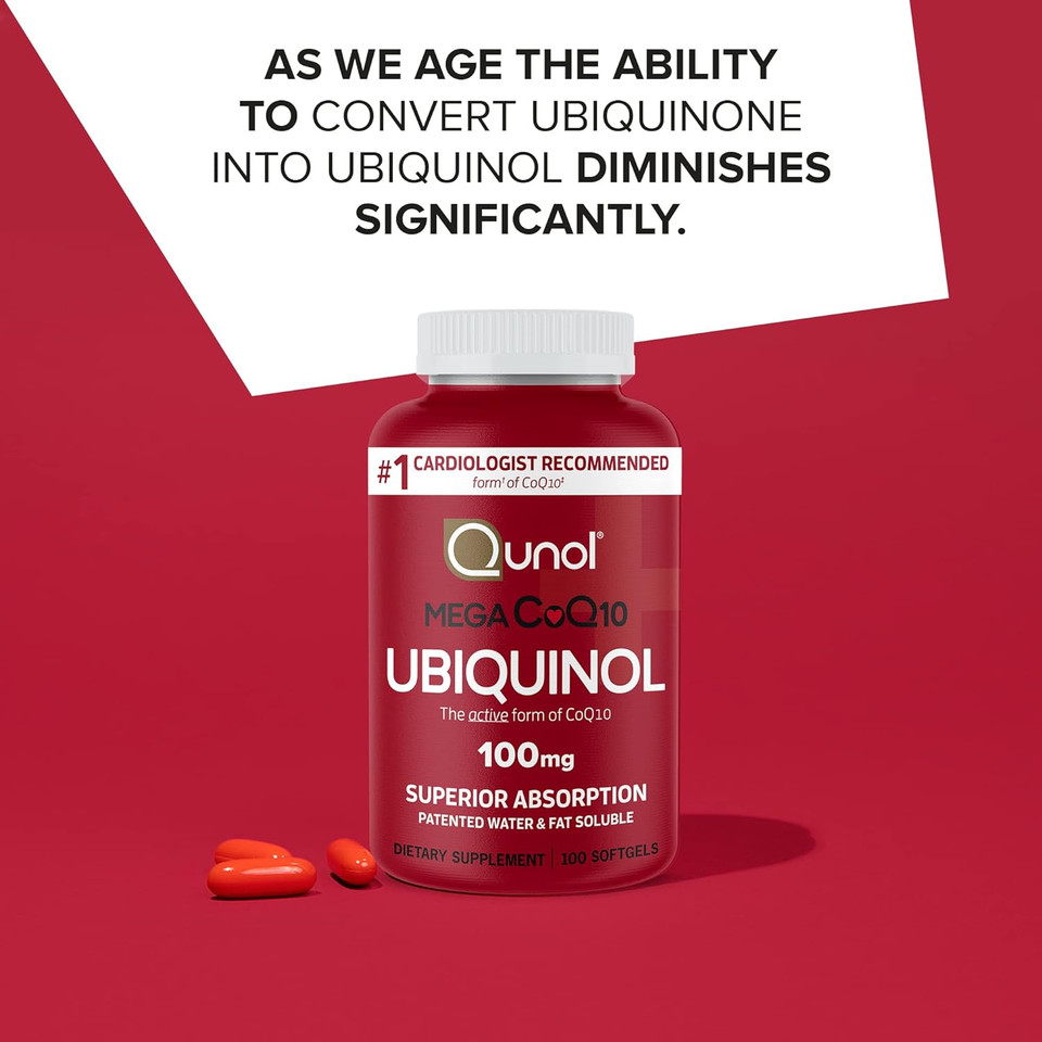 Qunol Mega Ubiquinol Coq10 100Mg Softgels- Superior Absorption - Active Form Of Coenzyme Q10 For Heart Health - 100 Count (Pack Of 2)100 Count (Pack Of 2)