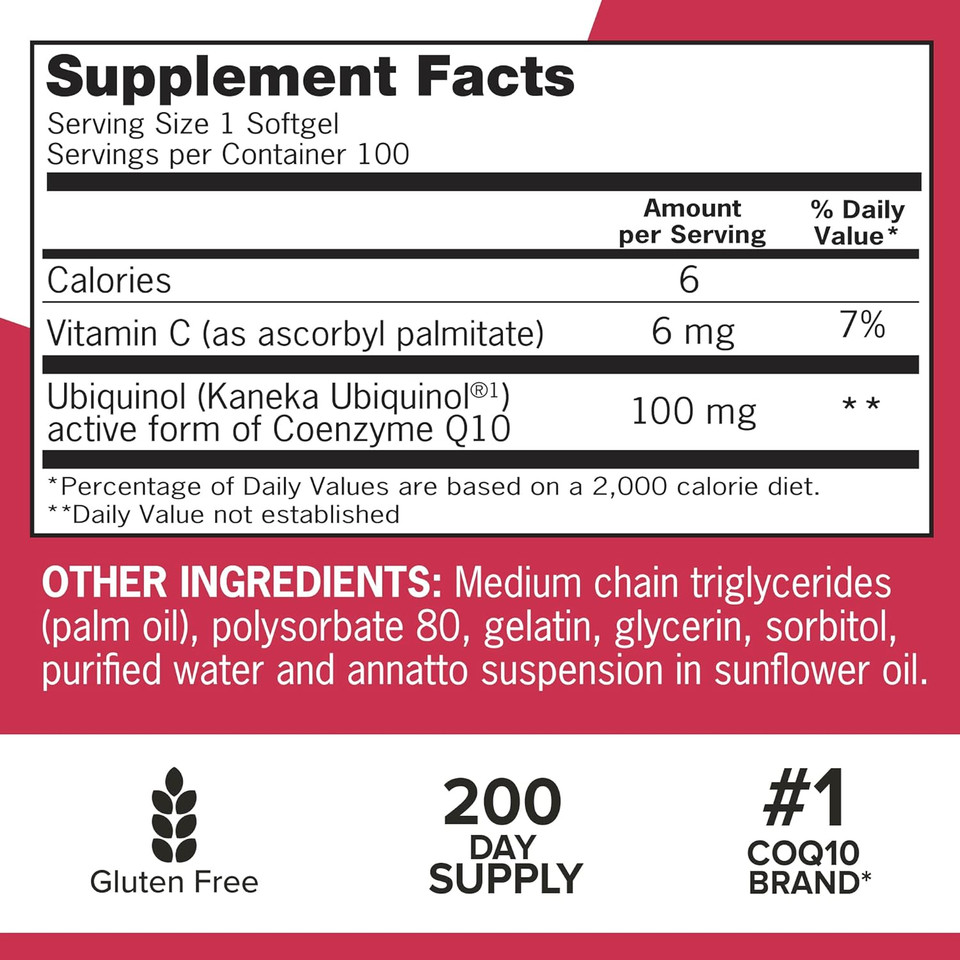 Qunol Mega Ubiquinol Coq10 100Mg Softgels- Superior Absorption - Active Form Of Coenzyme Q10 For Heart Health - 100 Count (Pack Of 2)100 Count (Pack Of 2)